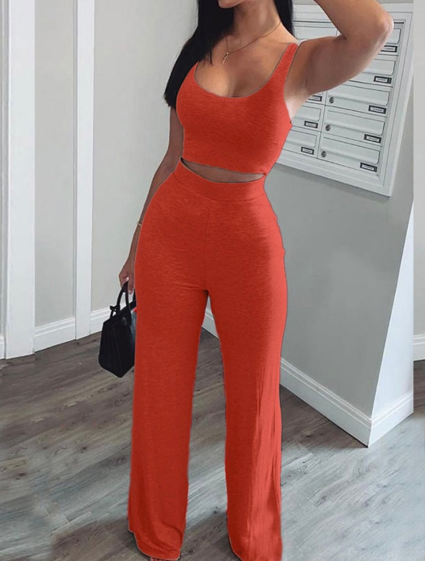 Sleeveless U-Neck Two-Piece Set