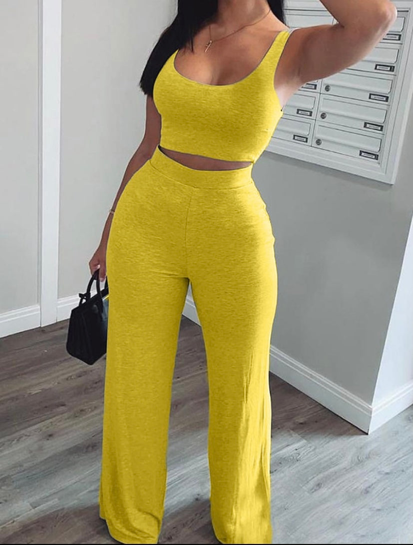Sleeveless U-Neck Two-Piece Set